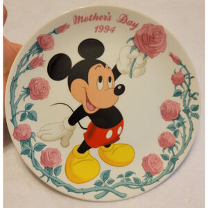 Vtg 1994 Grolier Collectible Plate Mother's Day Rose Mickey Mouse